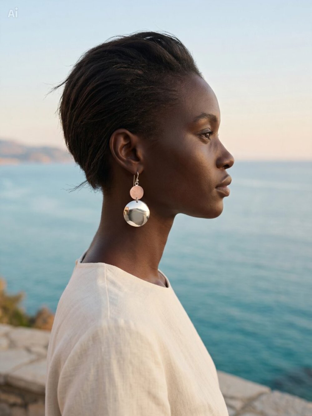 Elegant Sterling Silver Dangle Circular‎ Earrings